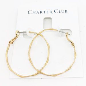 Charter Club Gold Tone Thin Hoop Earrings New